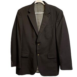Oscar de la Renta Black Wool Blazer Classic Gold Tone Buttons Lined 44L